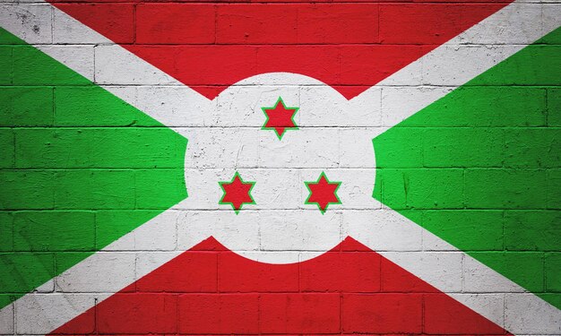 Flag of Burundi painted on a wall