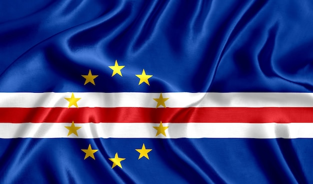 Flag of Cabo Verde silk close-up background