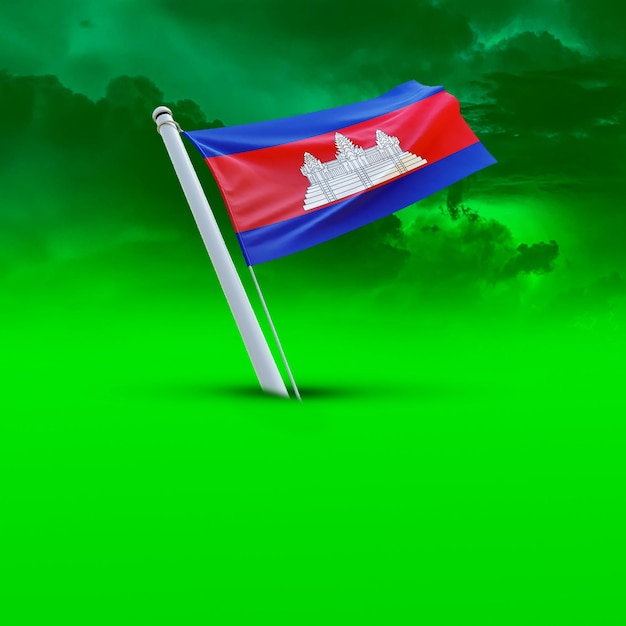 A Flag of cambodia on a Green cloud backround useing for social media