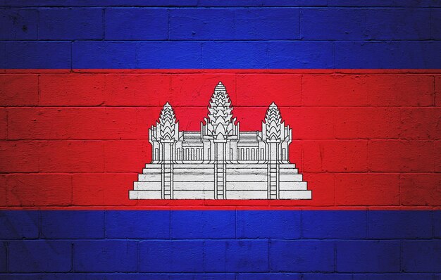 Flag of Cambodia painted on a wall