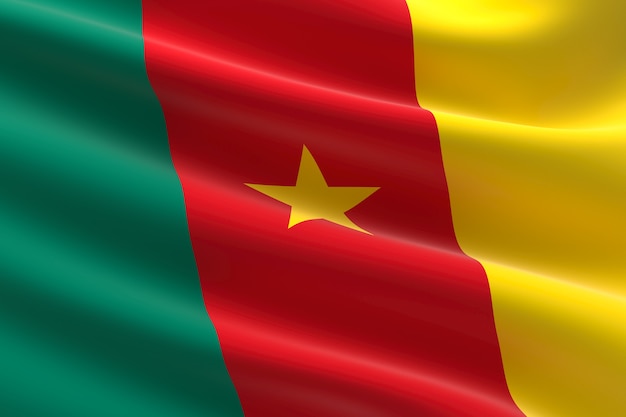 Flag of Cameroon. 3d illustration of the cameroonian flag waving.