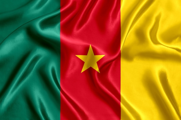 Flag Cameroon silk close-up background