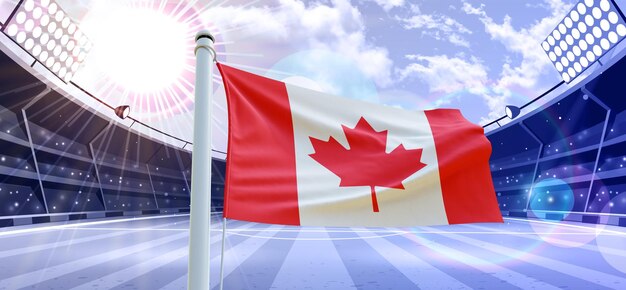 flag of canada 3d flag on a football ground