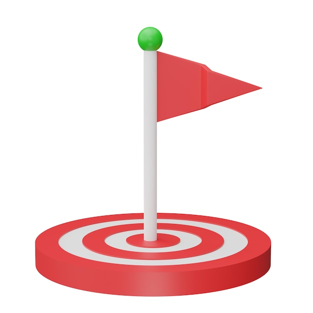 Flag on center of target the success business target customer online marketing consultants 3d illustration