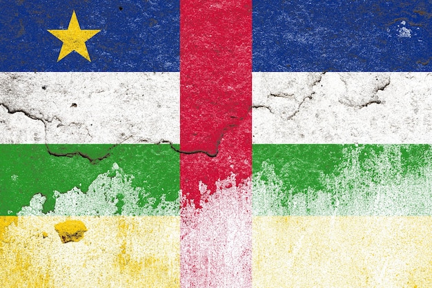 Flag of central african republic on a distressed old concrete wall surface