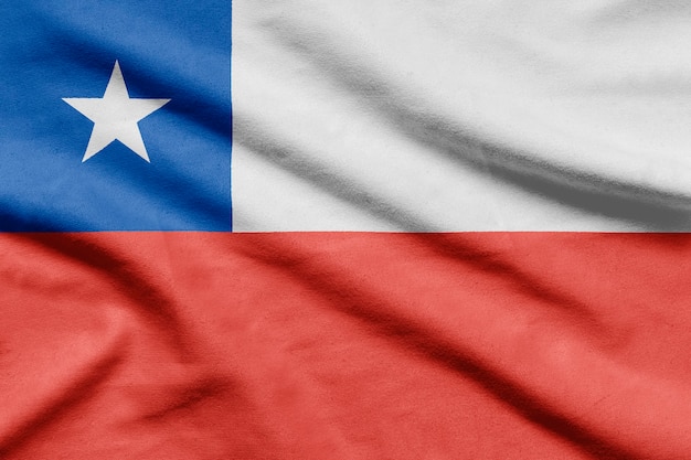 Photo flag of chile on wavy fabric