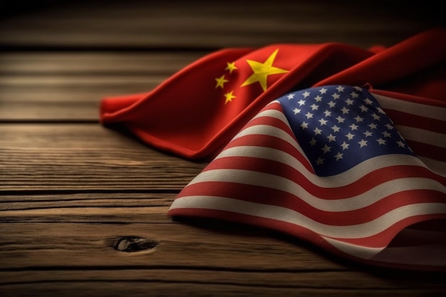 Flag of China and Flag of the United States USA Symbol of China and the United States conflicts and.