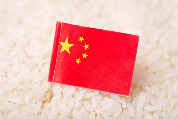 Flag of China on grain of rice