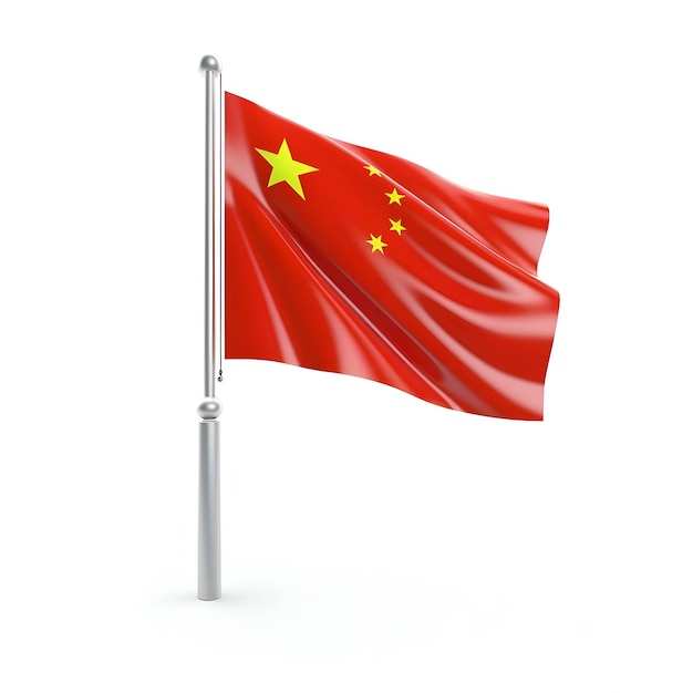 Flag of china isolated on white 3D illustration with clipping path