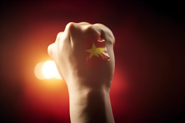 Flag of china painted on male fist