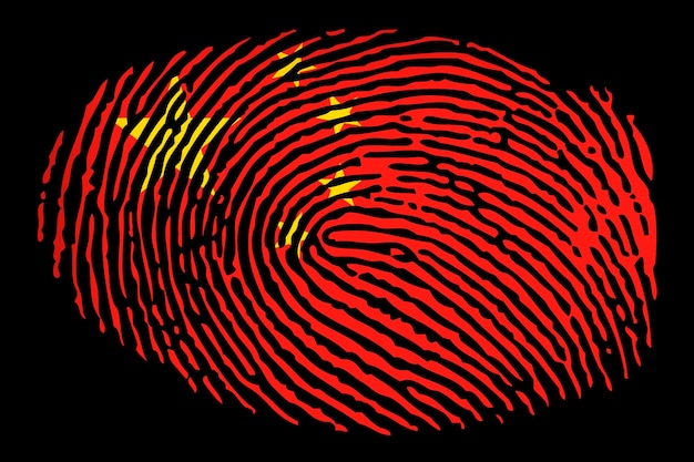 Flag of China in the shape of a fingerprint.