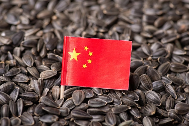 Flag of China in sunflower seeds