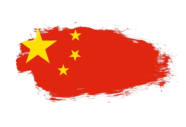 白いストローク ブラシの背景に中国の旗