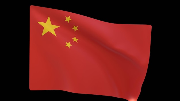 一面带有红星的中国国旗在风中飞翔