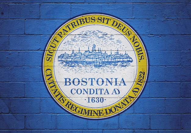 Flag of the city of Boston painted on a wall