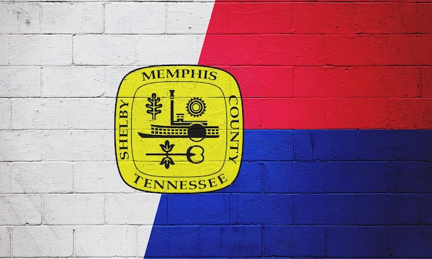 벽에 그려진 멤피스 시의 국기