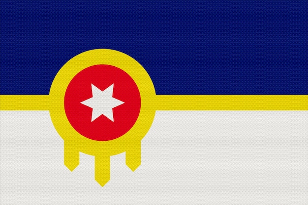 미국 오클라호마 주 사 시의 발 (영어: Flag of the City of Tulsa, Oklahoma, USA) 은 직물 텍스처를 배경으로 한 개념적 콜라지이다.
