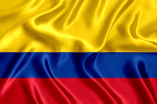 Flag of Colombia silk close-up background