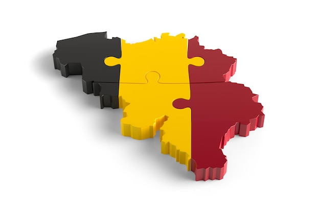 Flag Colors Puzzle Belgium Map Design 3d Rendering