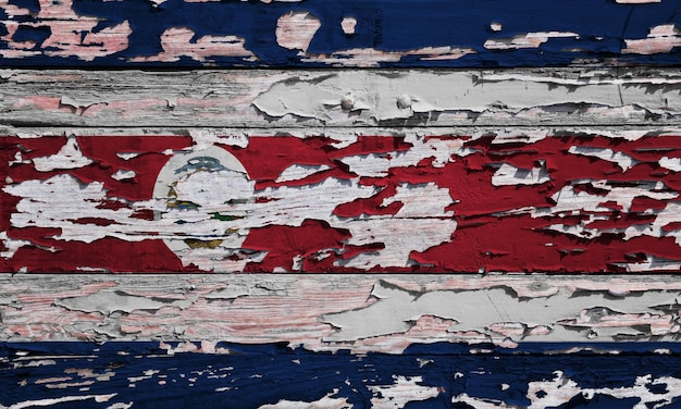 Flag of the Costa Rica painted on a grunge wooden board