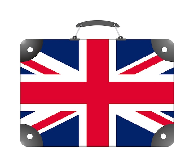 Photo flag of the country of united kingdom in the form of a suitcase for travel on a white background - illustration