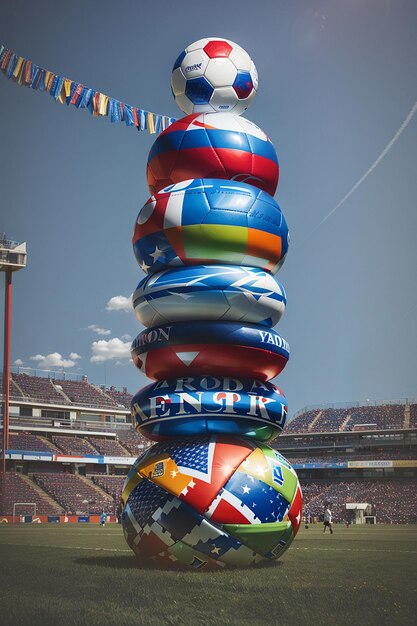 Foto celebrazione del flag coutrys ball in uno stadio affollato