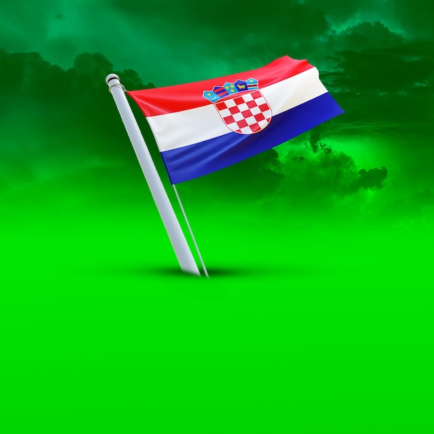 A Flag of croatia on a Green cloud backround useing for social media