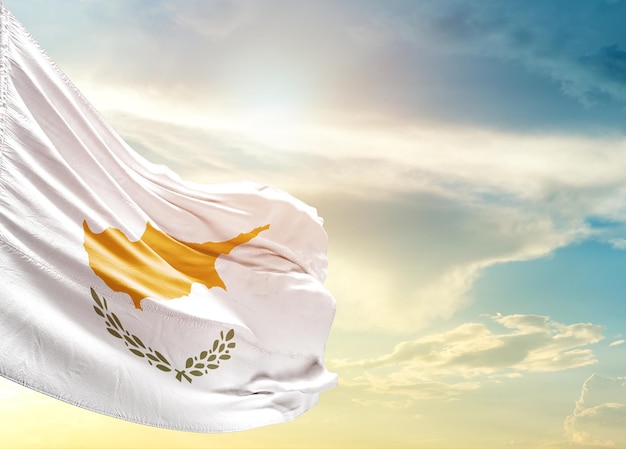 Flag of cyprus national flag waving in the sky