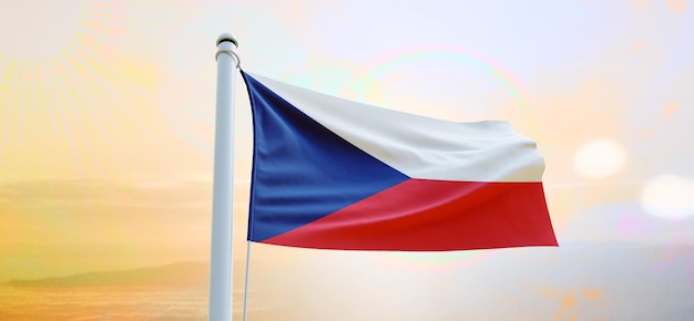 Flag of czech_republic 3d flag waving banner and background