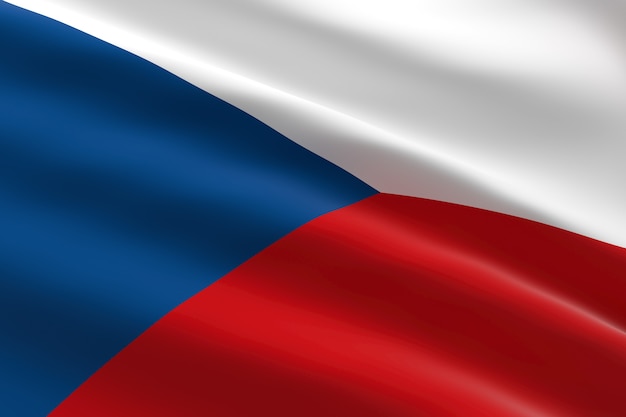 Flag of Czech Republic. 3d illustration of the Czech flag waving