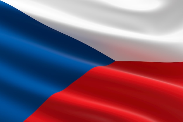 Flag of Czech Republic. 3d illustration of the Czech flag waving.