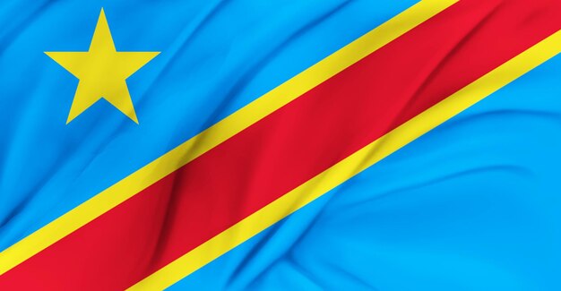 Foto bandiera della repubblica democratica del congo che vola nell'aria