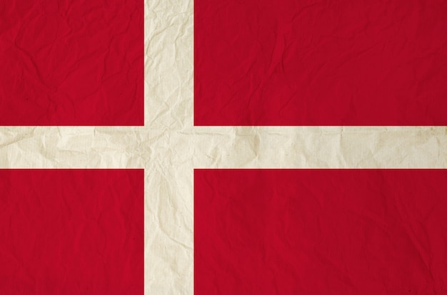 Flag of the Denmark with vintage old paper