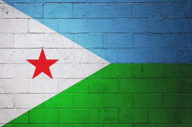 Flag of Djibouti painted on a wall