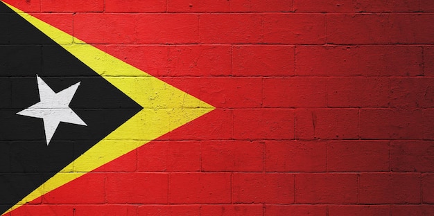 Флаг Восточного Тимора, нарисованный на стене