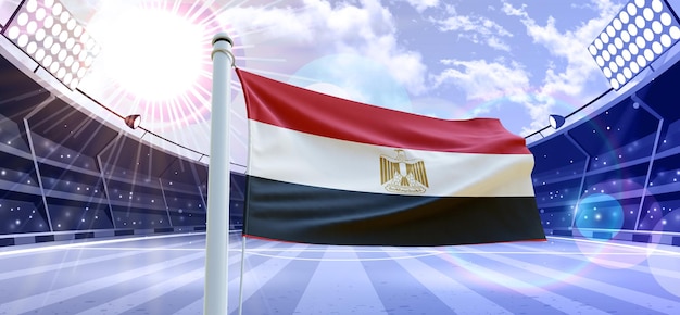 Photo flag of egypt 3d flag on a football ground