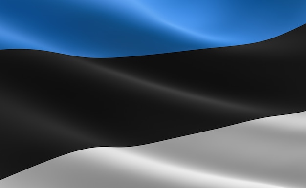 Flag of Estonia. 3D illustration of the Estonian flag waving.