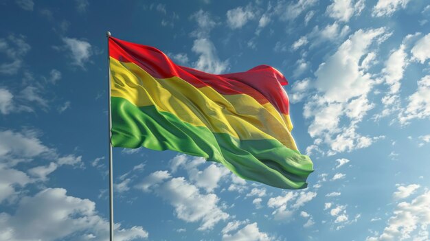 Photo flag of ethiopia blowing in the wind