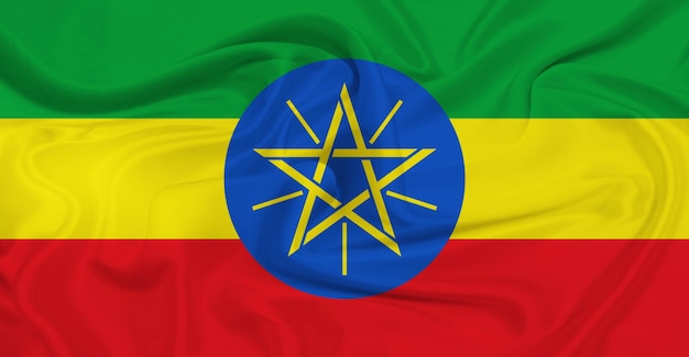 Flag of Ethiopia Flying in the Air