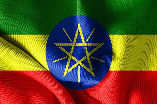 Photo flag of ethiopia the official symbol and insignia patriot background national celebrations