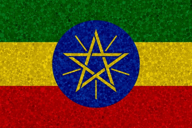 Flag of Ethiopia on styrofoam texture