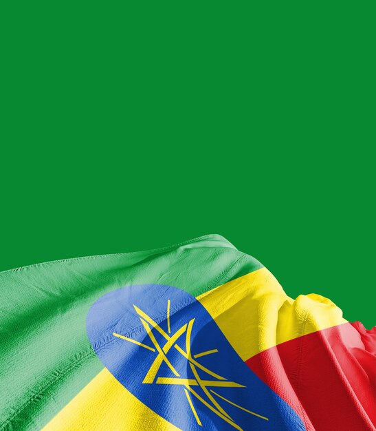 エチオピアの国旗を振る