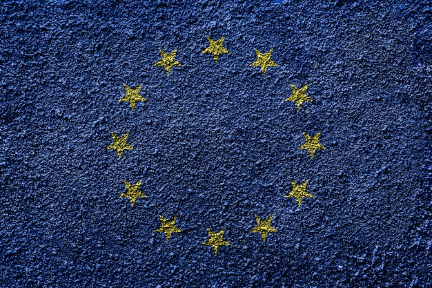 Photo flag eu on asphalt texture.