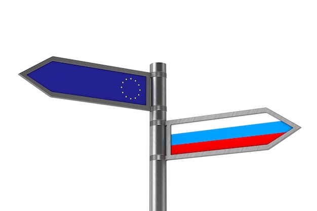 Flag EU and Russia on white