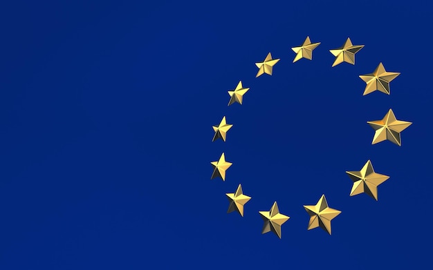 Foto bandiera dell'europa il consiglio d'europa e l'unione europea illustrazione 3d rendering 3d