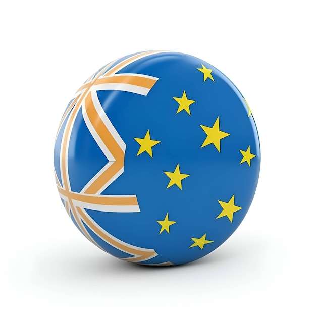 Photo flag of the european union on a soccer ball 3d rendering