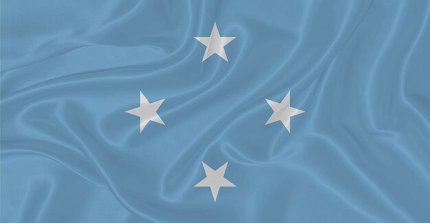 ミクロネシア連邦の国旗が空を飛ぶ