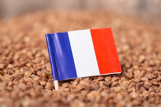 Flag of France on buckwheat porridge