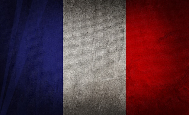 Flag of france on the dark texture background