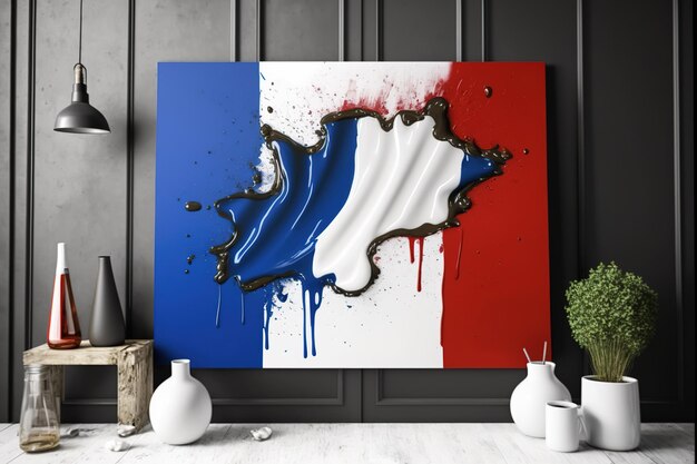 Flag of France modern design with acrylic paint Ai generated